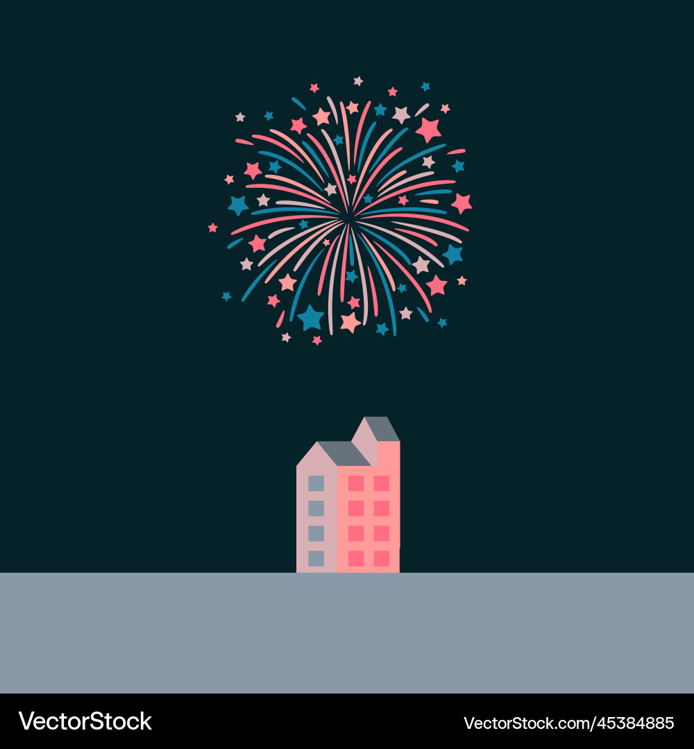 Flat abstract building fireworks vector image