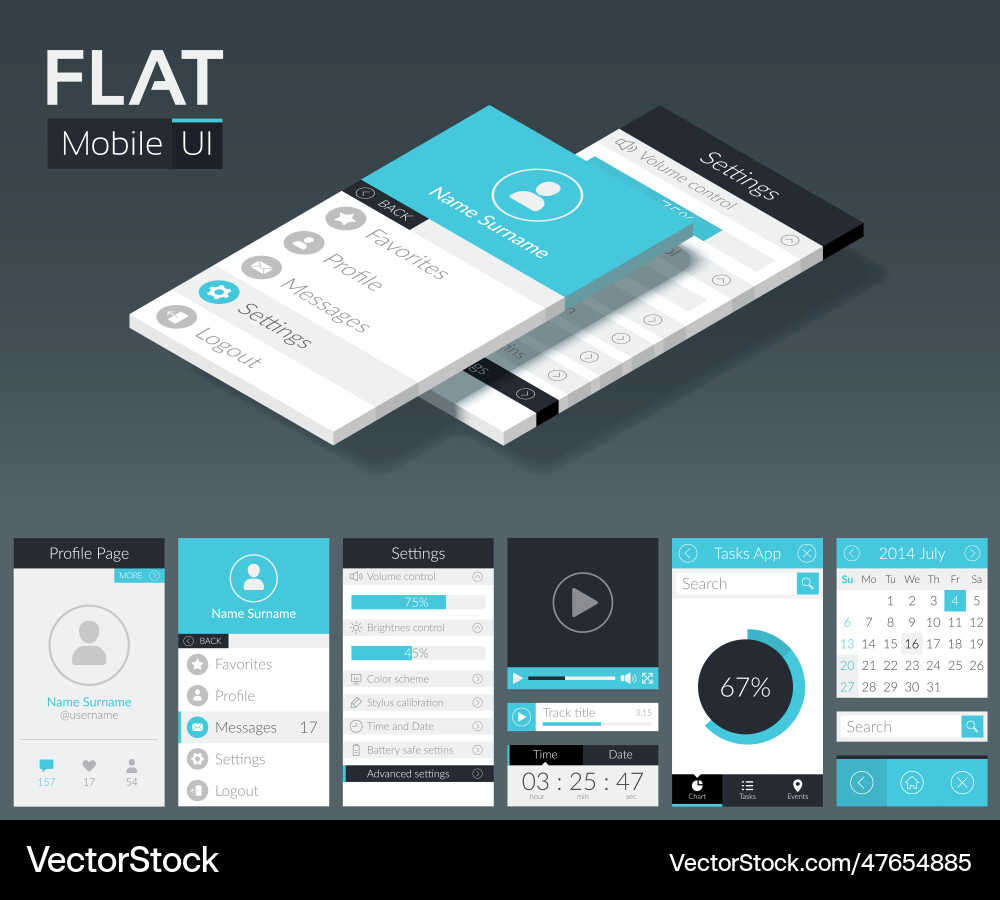 Flat ui mobile design template vector image