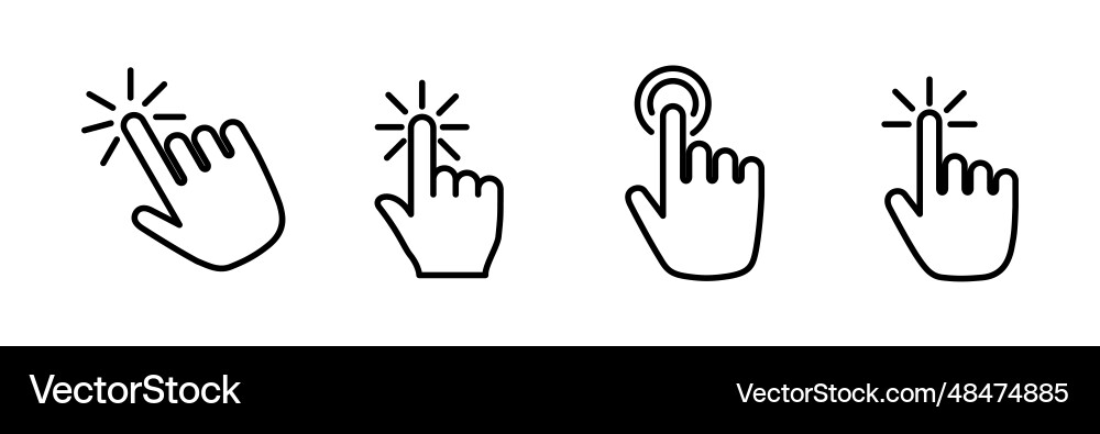 Hand click icon clicking finger pointer Hand click icon clicking finger pointer vector image