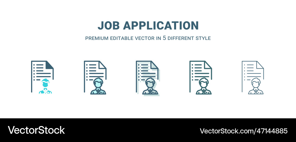 Job application icon in 5 different style outline vector image
