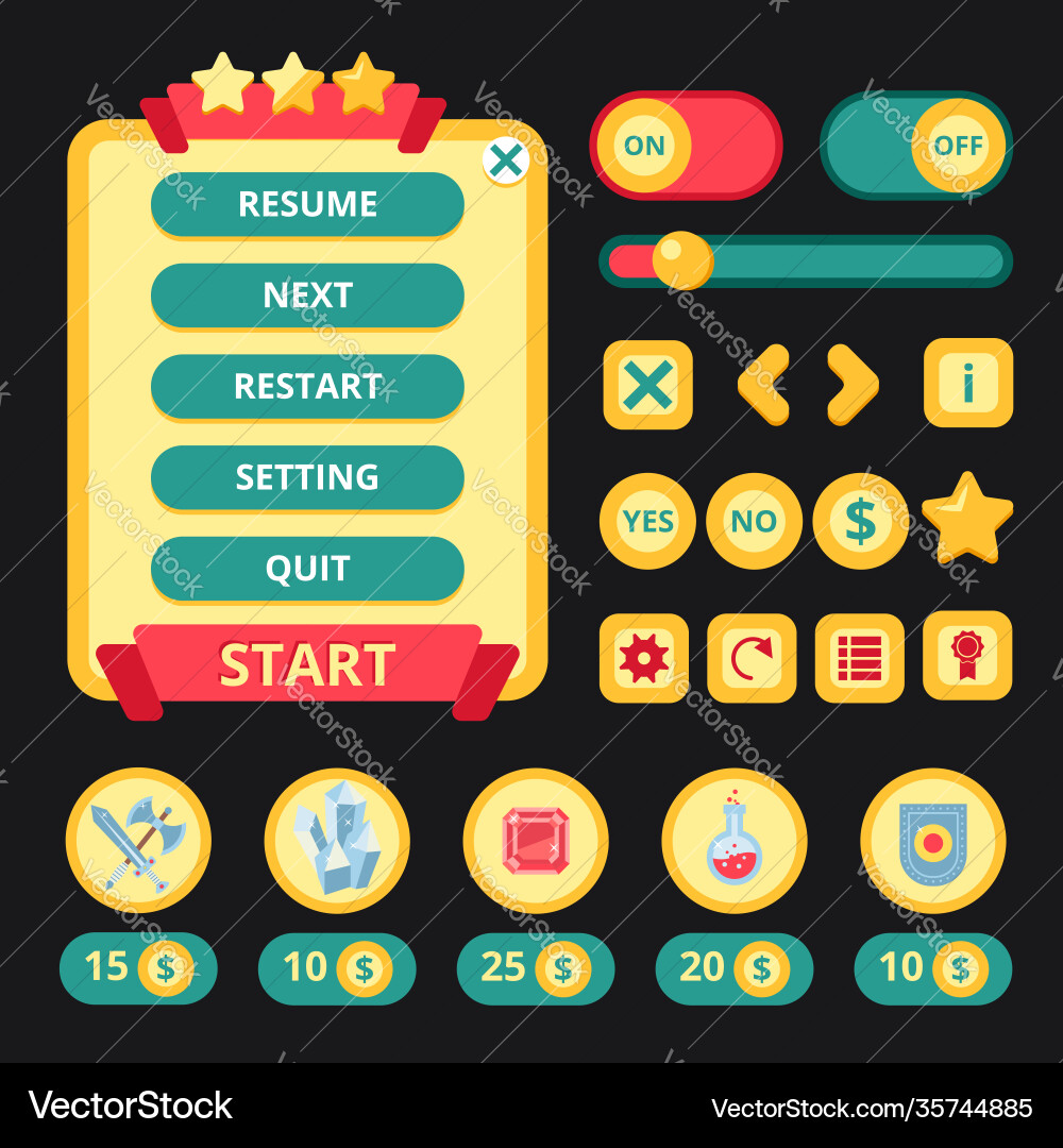 Medieval game interface Medieval game interface vector image