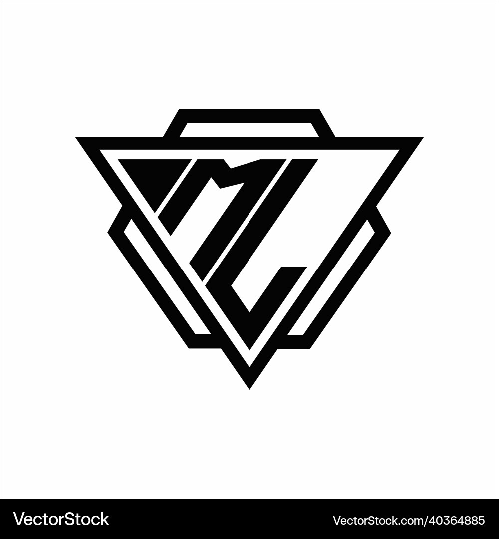 Ml logo monogram with triangle and hexagon vector image
