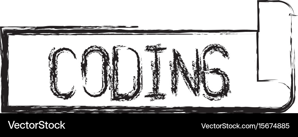 Monochrome blurred silhouette label text of coding vector image