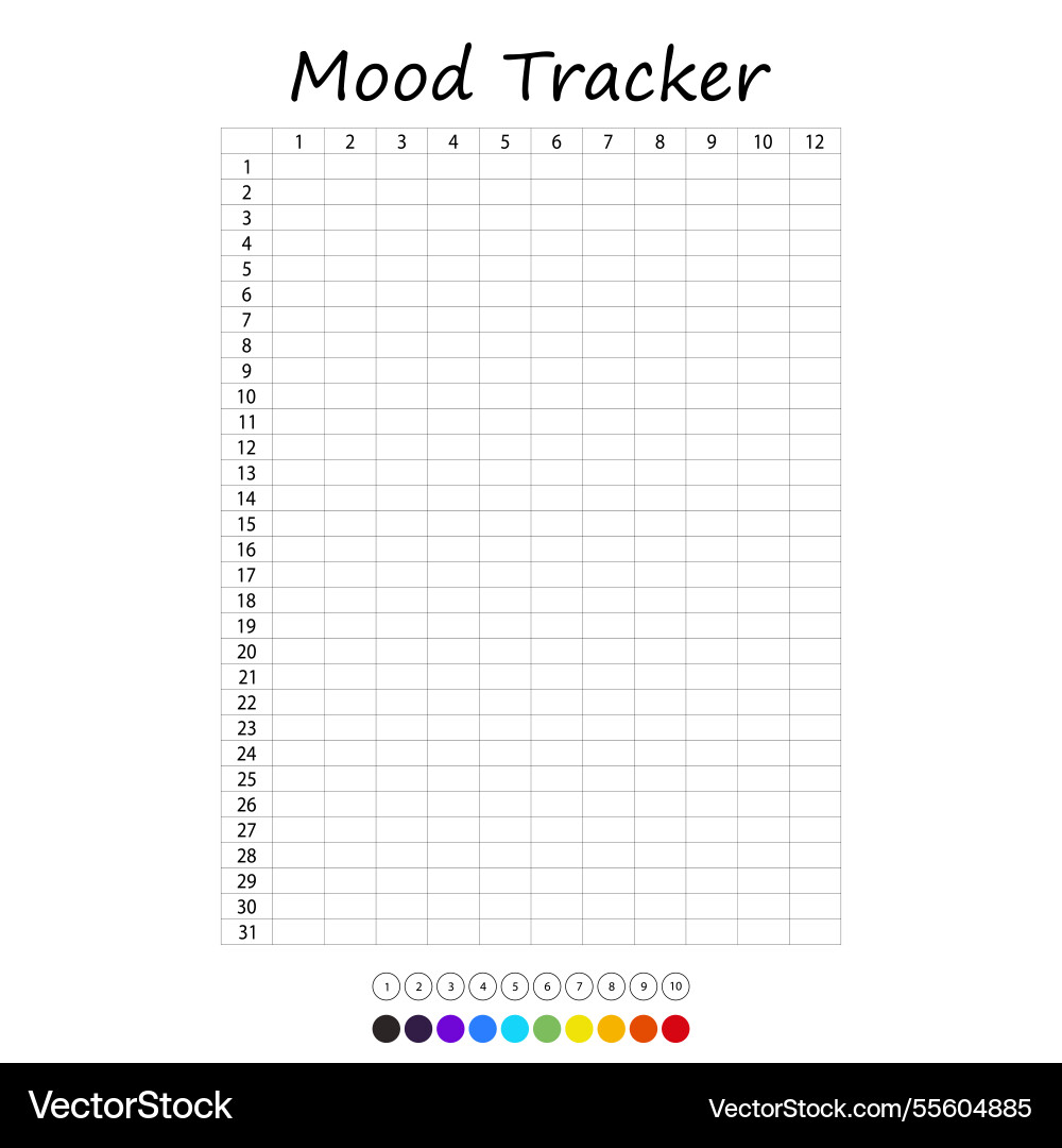 Mood tracker in pixels calendar munthly yearly Vector Image