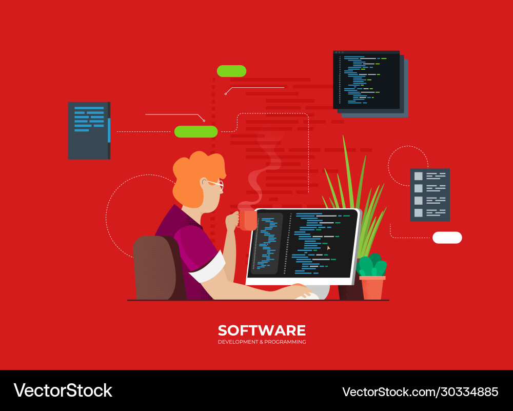 Softwareentwicklung und Programmcode Vektorbild