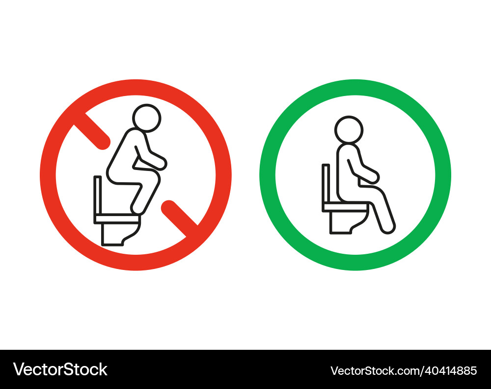 Wc rules sit on seat toilet but not stand warning Wc rules sit on seat toilet but not stand warning vector image