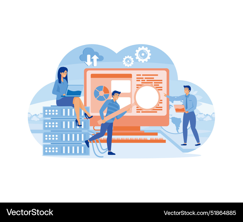 Web hosting or cloud computing poster with system Web hosting or cloud computing poster with system vector image