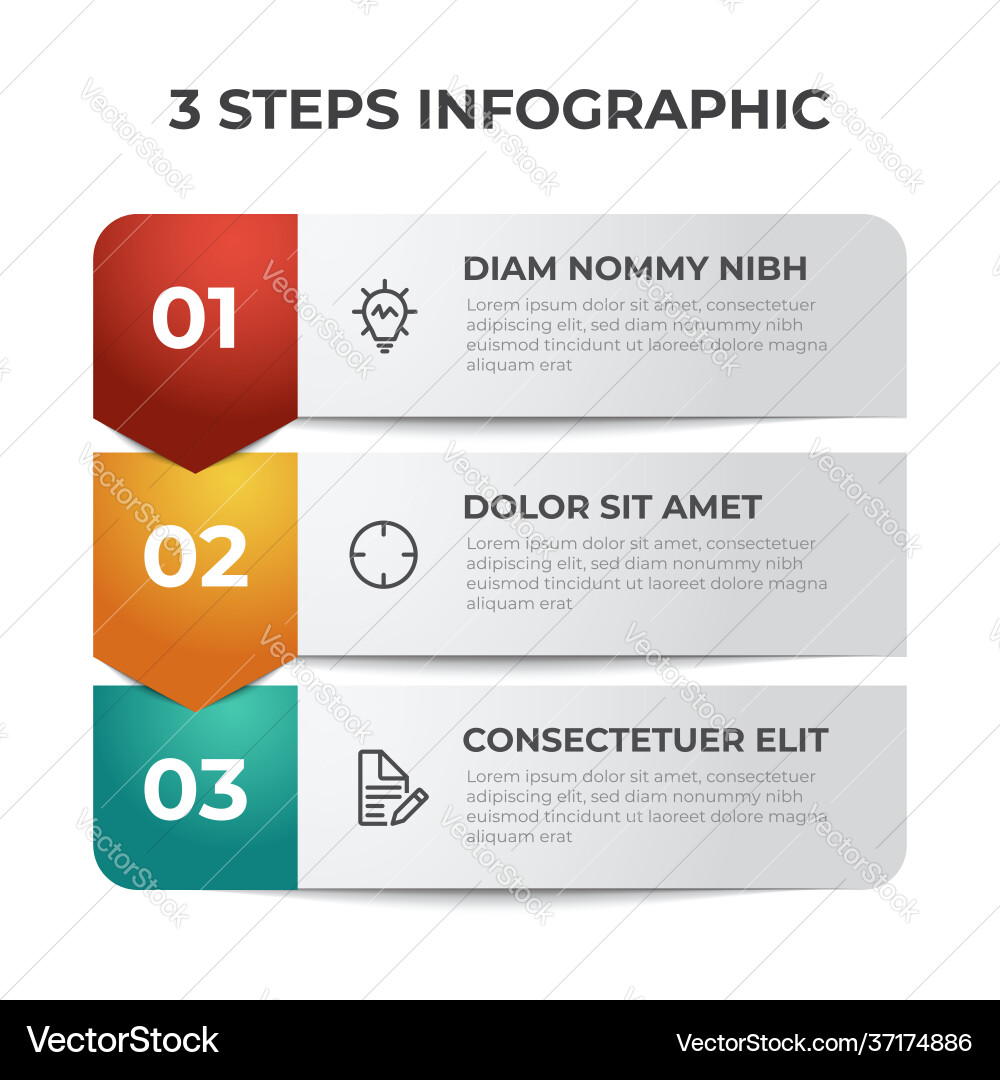 3 points steps list diagram layout with number 3 points steps list diagram layout with number vector image