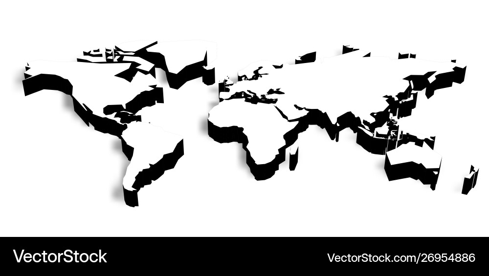 3d map world with shadow 3d map world with shadow vector image