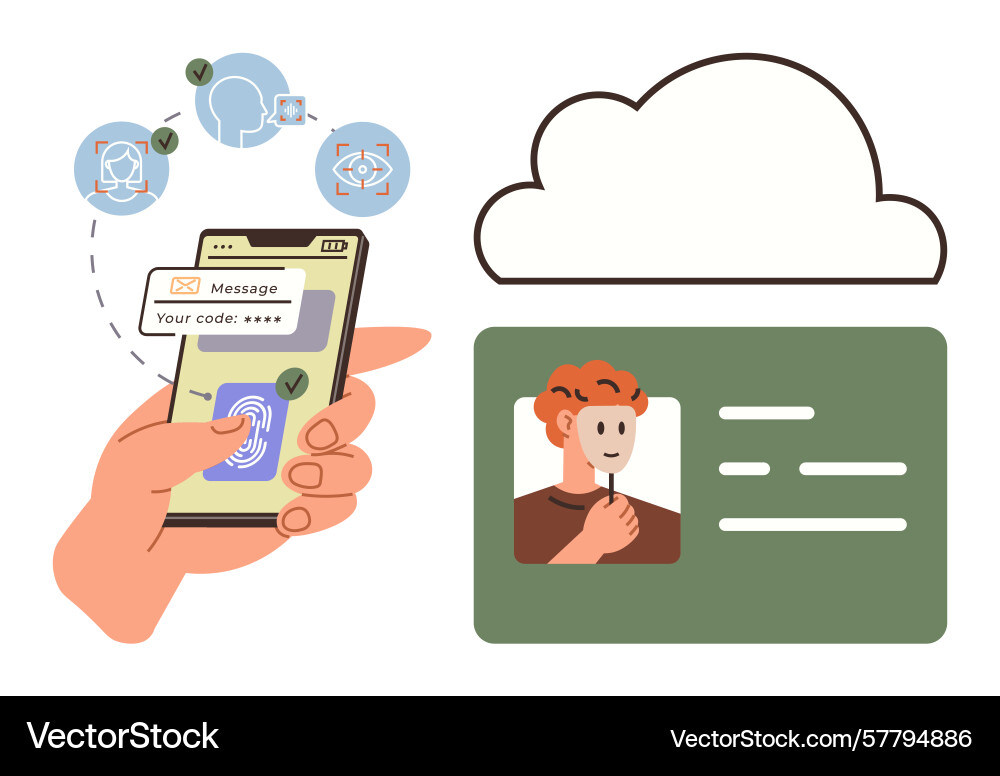 Biometric authentication and cloud data access Biometric authentication and cloud data access vector image