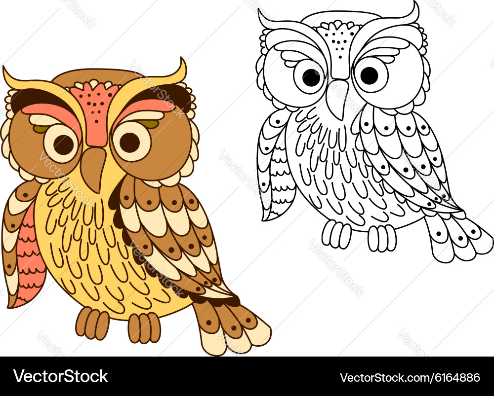 Cartoon owl bird in pastel colors Vector Image