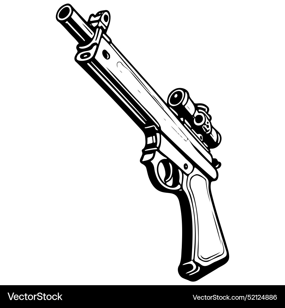 Cartoon rifle monochrome hand drawn line Vector Image