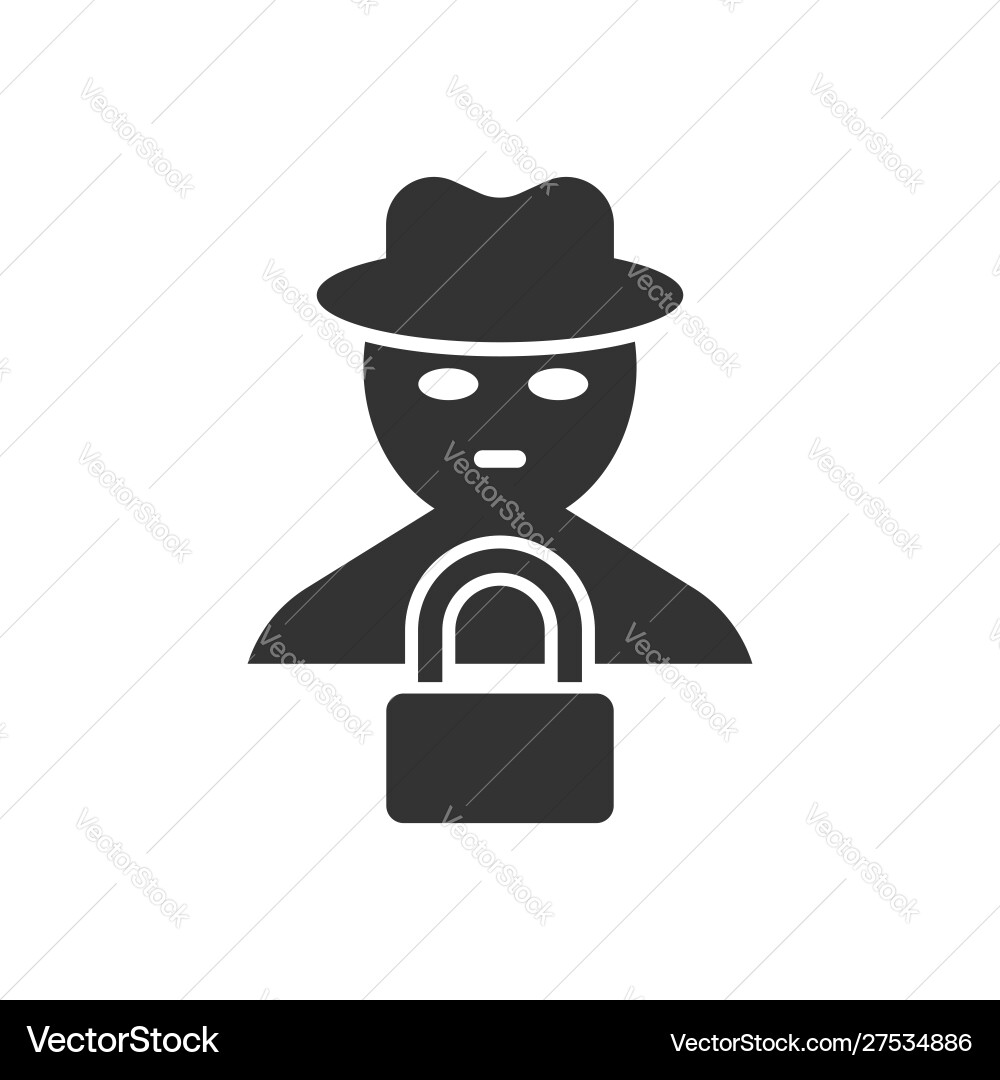 Fraud hacker icon in flat style spy on isolated vector image