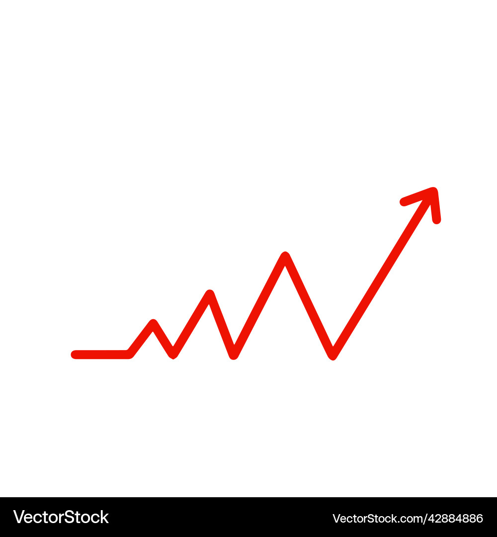 Growing arrow of graph statistics and rating vector image