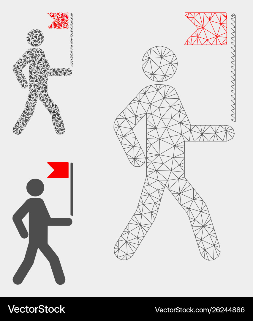 Guide man with flag mesh 2d model Guide man with flag mesh 2d model vector image