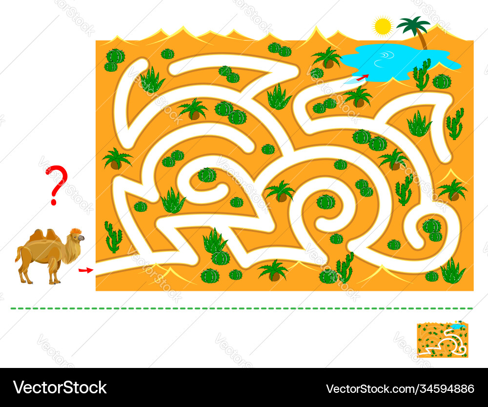 Logic puzzle game with labyrinth for children Vector Image