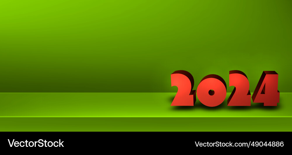 New year 2024 red 3d numbers for calendar header Vector Image