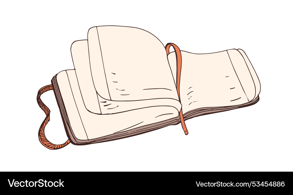 Open sketchbook notebook journal with blank Open sketchbook notebook journal with blank vector image