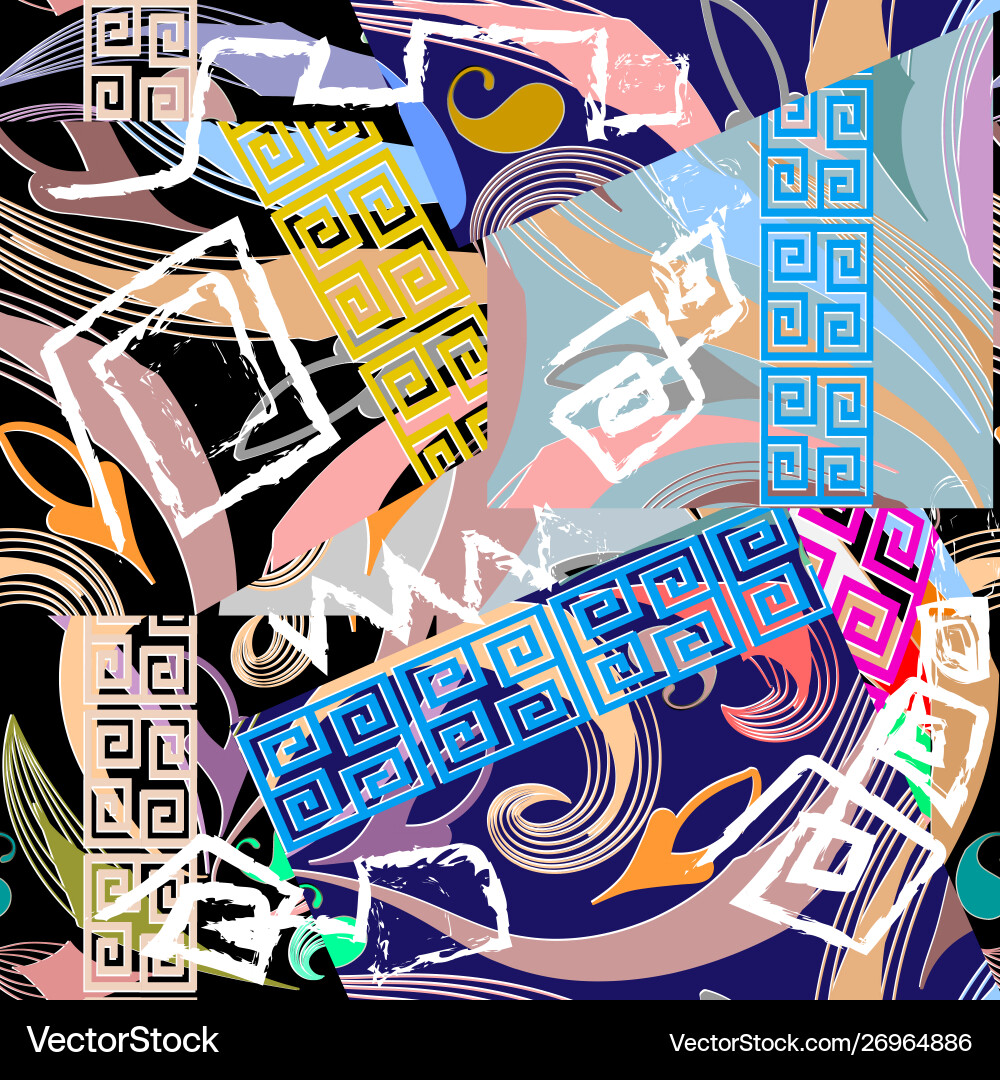 Patchwork colorful seamless pattern geometric vector image