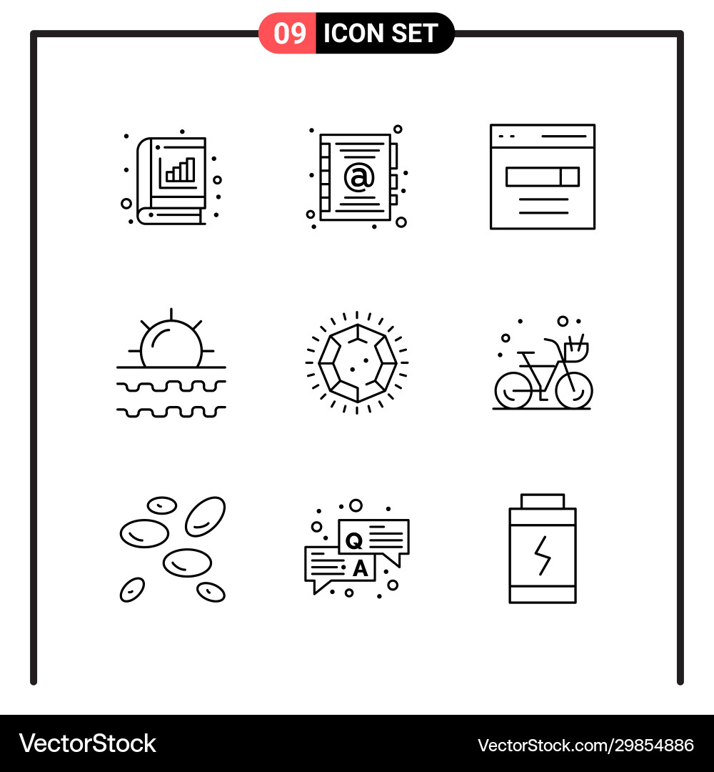 Set 9 line style icons for web and mobile Vector Image