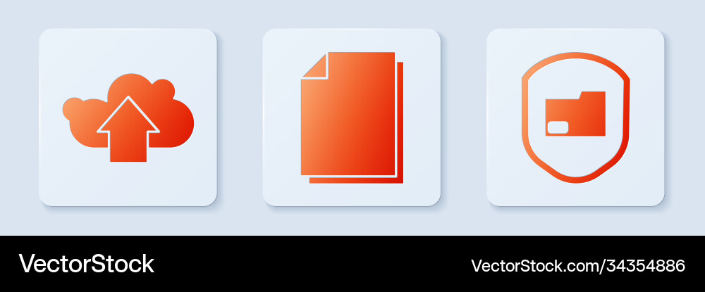 Set document cloud upload and folder Vector Image
