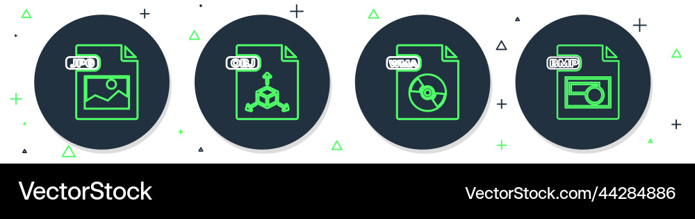 Set line obj file document wma jpg and bmp icon vector image