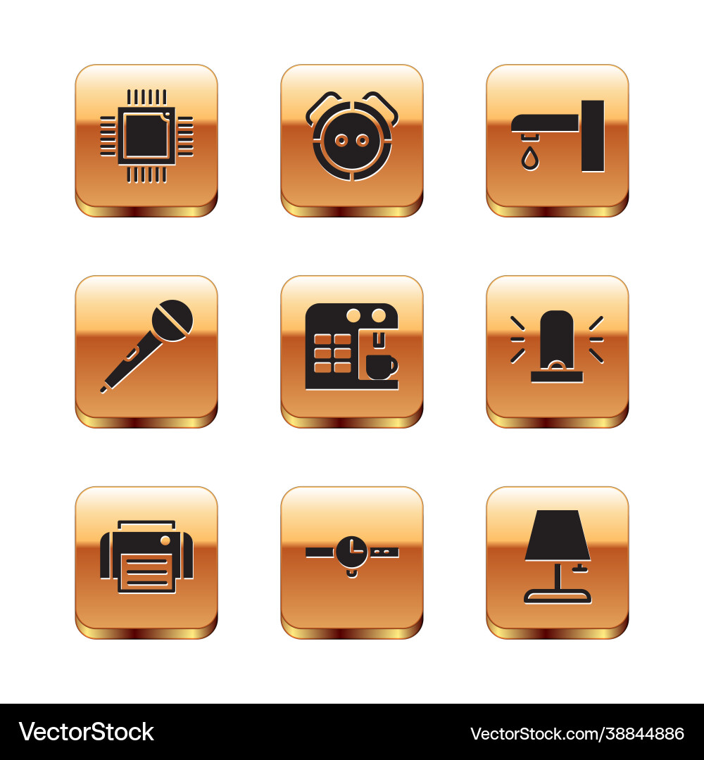 Set processor with microcircuits cpu printer Set processor with microcircuits cpu printer vector image