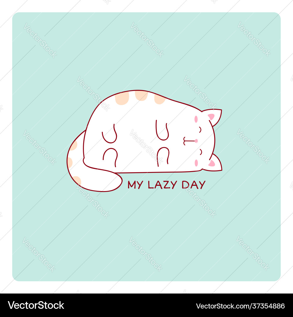 Square card with a lying lazy cat Square card with a lying lazy cat vector image