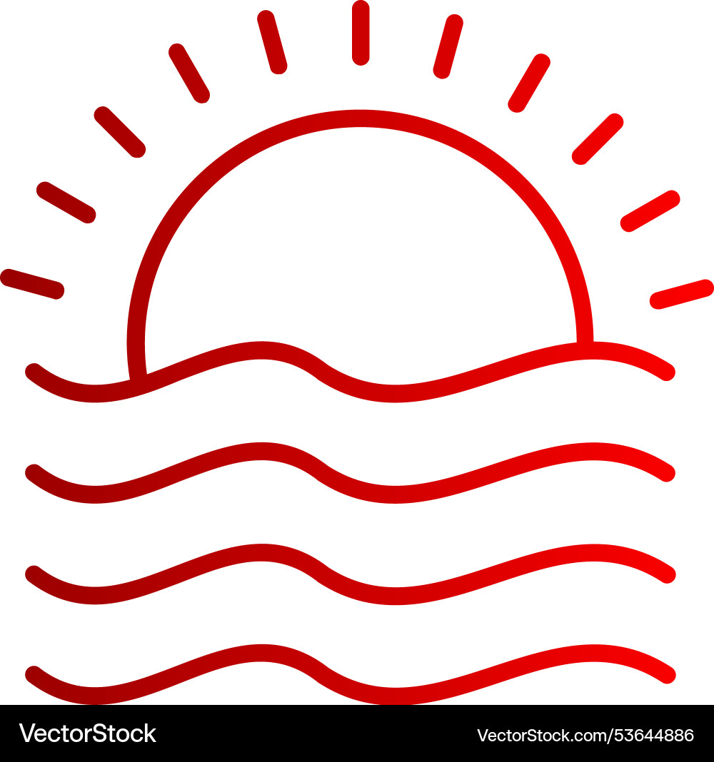Sunset line gradient icon Vector Image