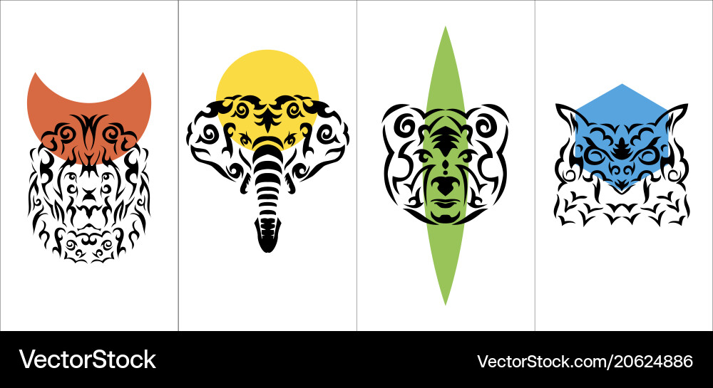 Tribal anima vertical poster animal Tribal anima vertical poster animal vector image