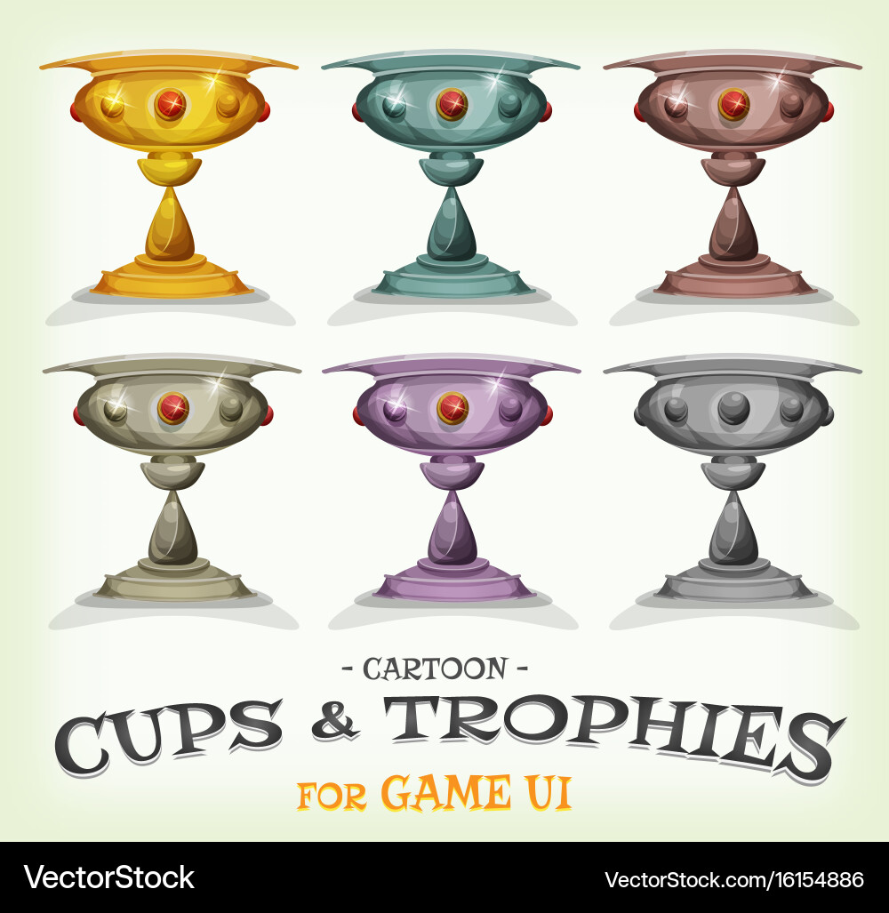 Winners trophies and cups for game ui Royalty Free Vector
