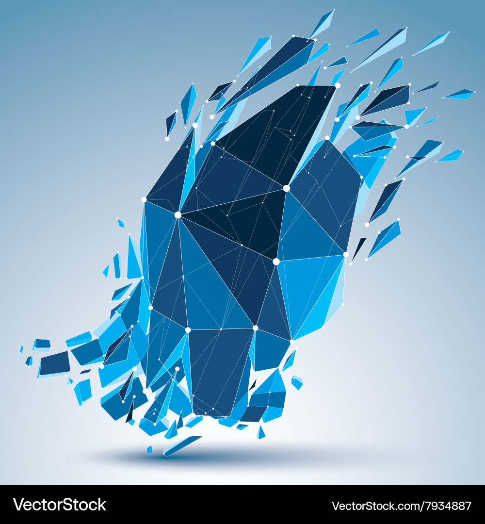 3d digital wireframe complicated object broken vector image