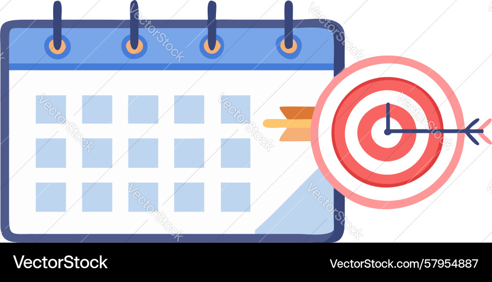 Daily Task Calendar with Target Icon Vector Image