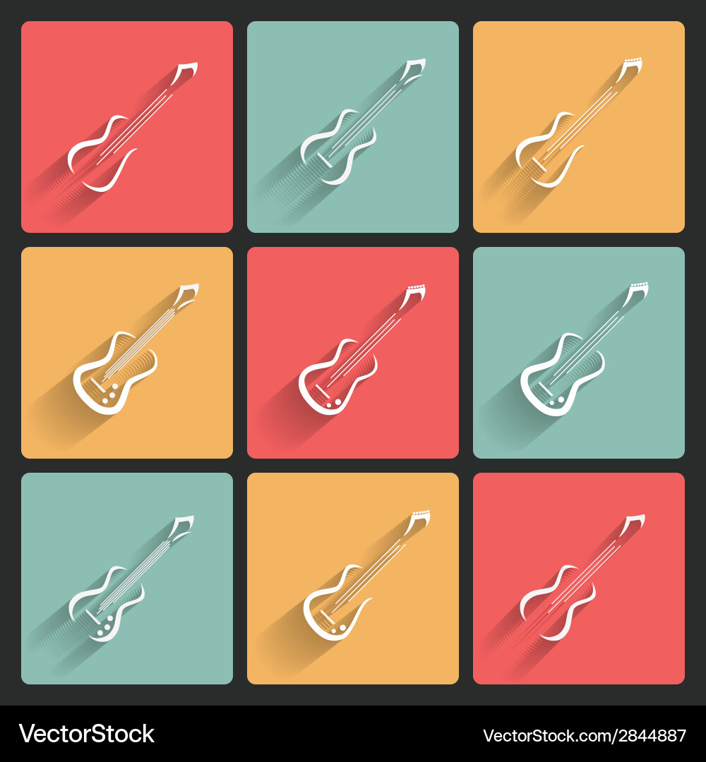 Guitar application icons in flat design for web vector image