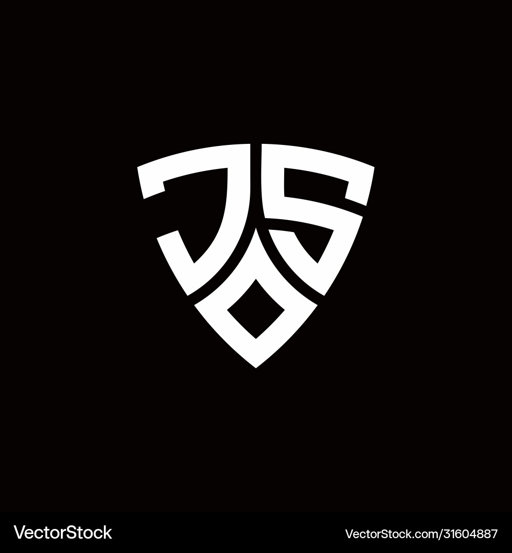 Js monogram logo with modern shield style design Js monogram logo with modern shield style design vector image