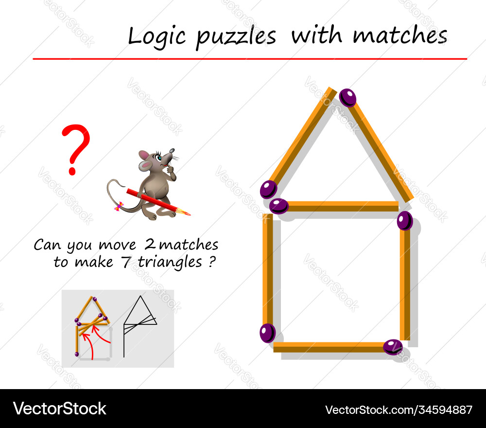 Matchstick Logic Puzzle Game vector image