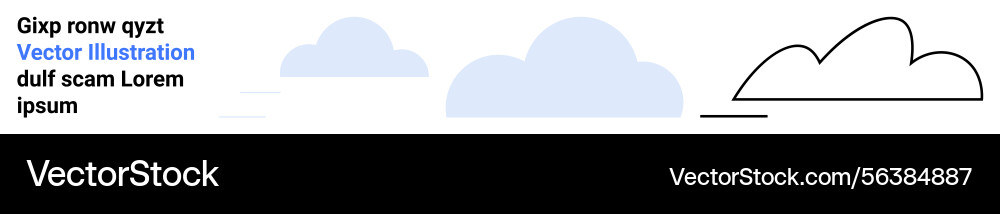Minimalist cloud shapes transitioning from solid Vector Image