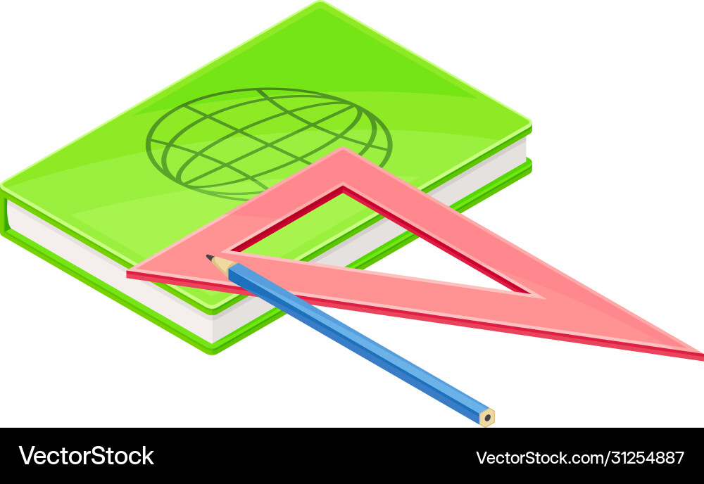 Notepad and triangular ruler as geology instrument Notepad and triangular ruler as geology instrument vector image