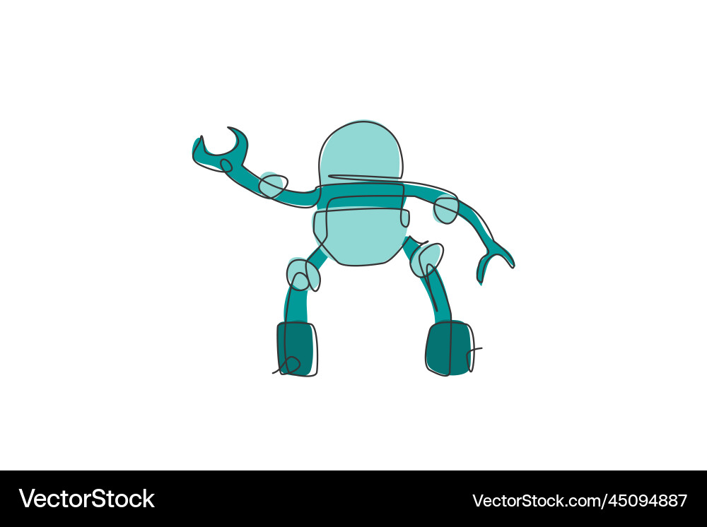 One single line drawing of smart robot artificial One single line drawing of smart robot artificial vector image
