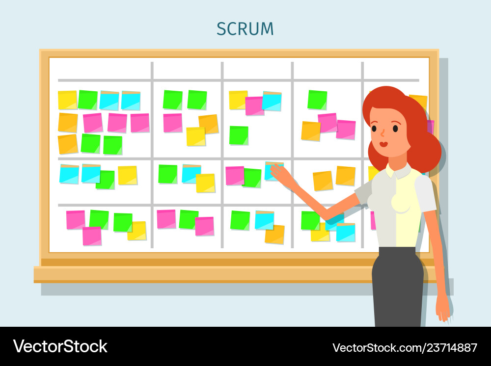 Scrum Task Board with Sticky Notes vector image