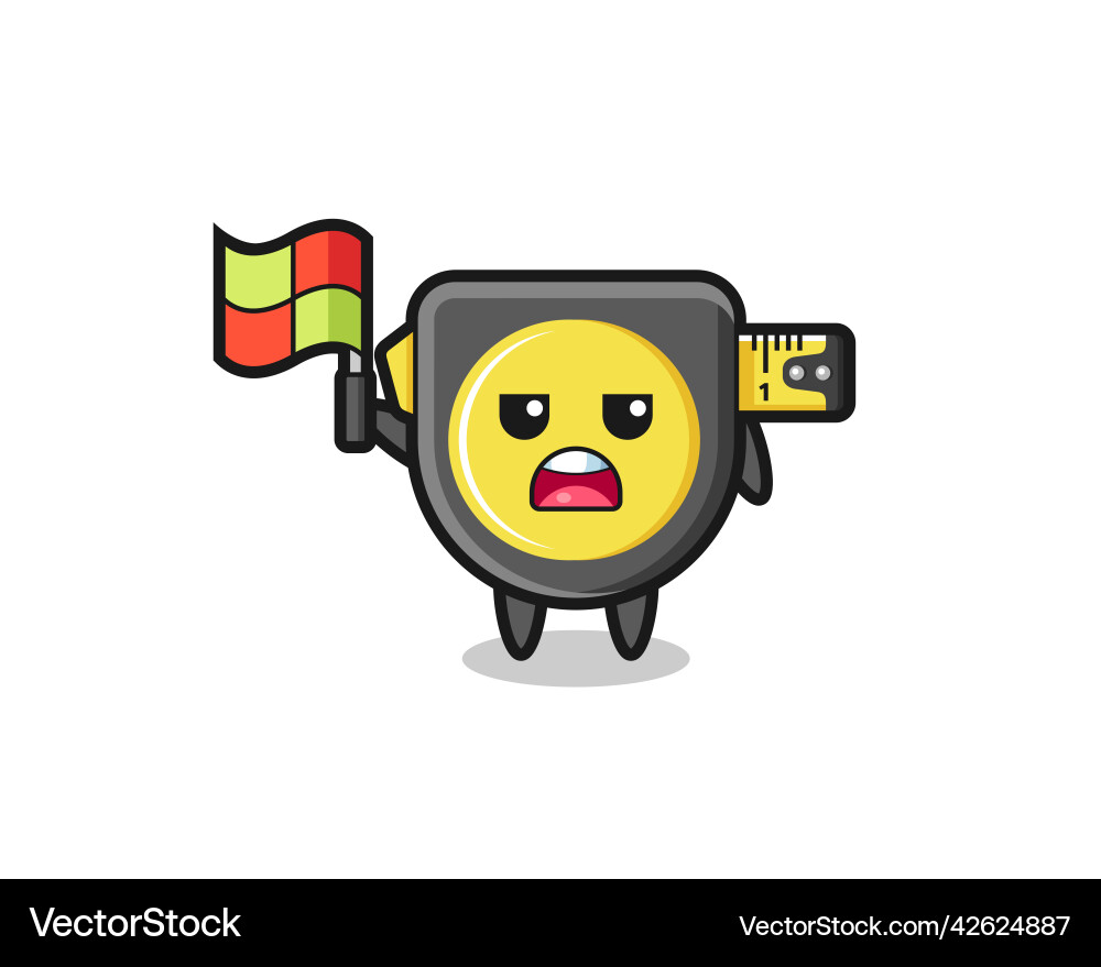 Tape measure character as line judge putting vector image