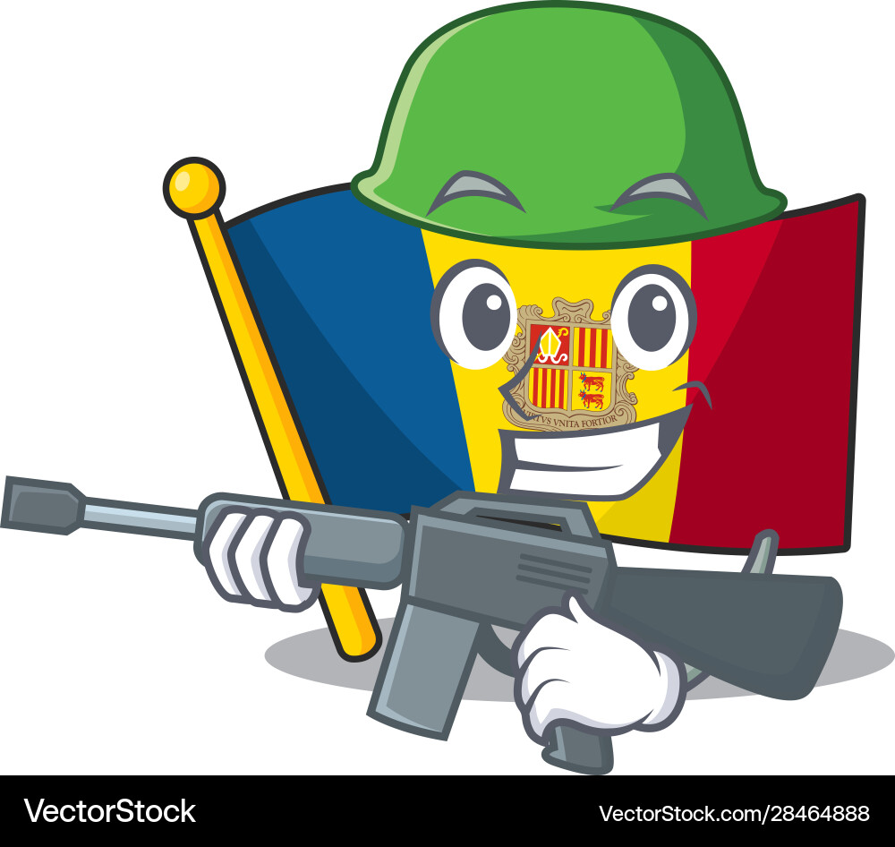 A mascot flag andorra scroll army with machine vector image