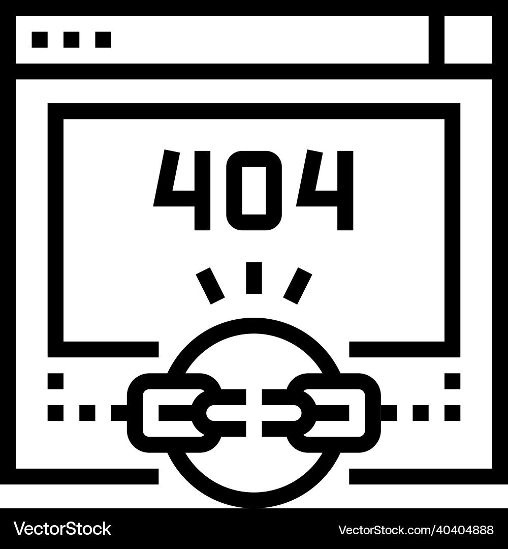 Broken link 404 error line icon Broken link 404 error line icon vector image