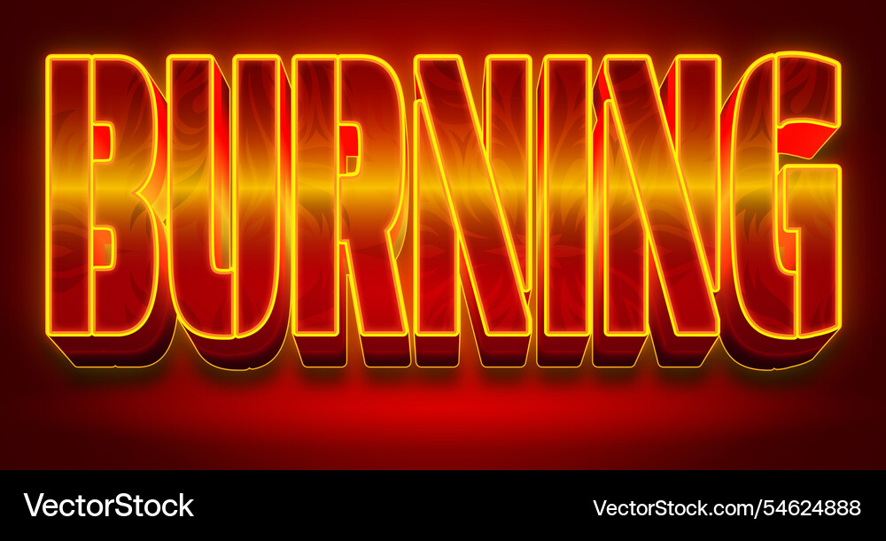 Burning Text Effect - 3D Emboss vector image
