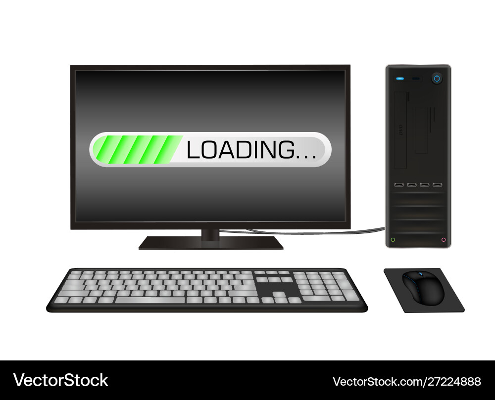 Desktop computer with loading screen Desktop computer with loading screen vector image