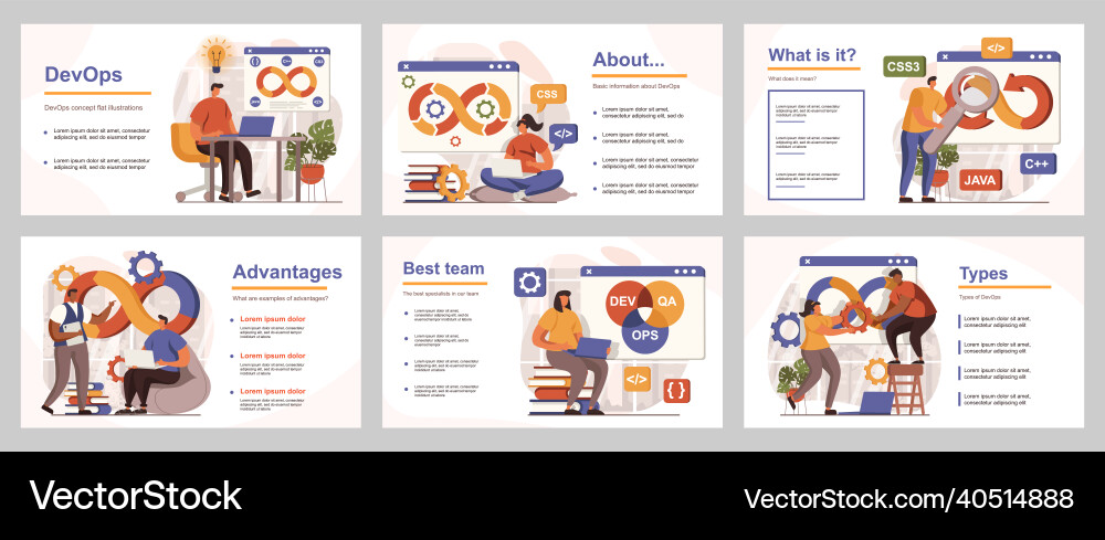 Devops concept for presentation slide template Devops concept for presentation slide template vector image