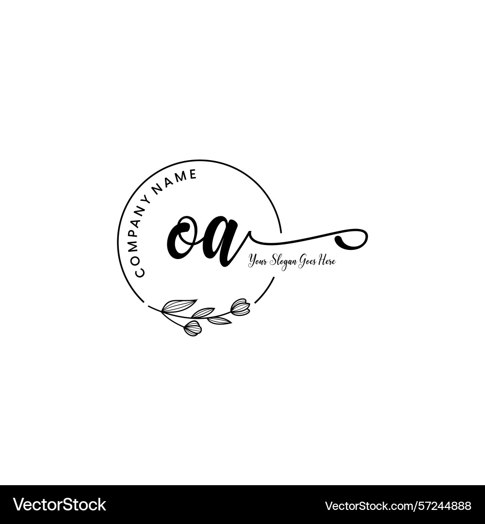 Elegant oa initial logo design with botanical Vector Image