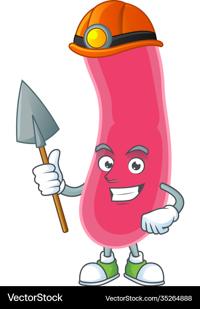 Fusobacteria as a miner cartoon character design Vector Image