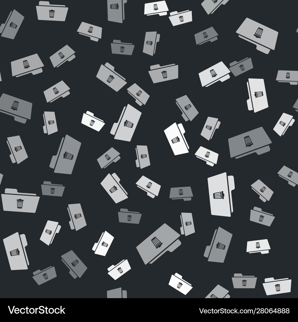 Grey delete folder icon isolated seamless pattern Vector Image