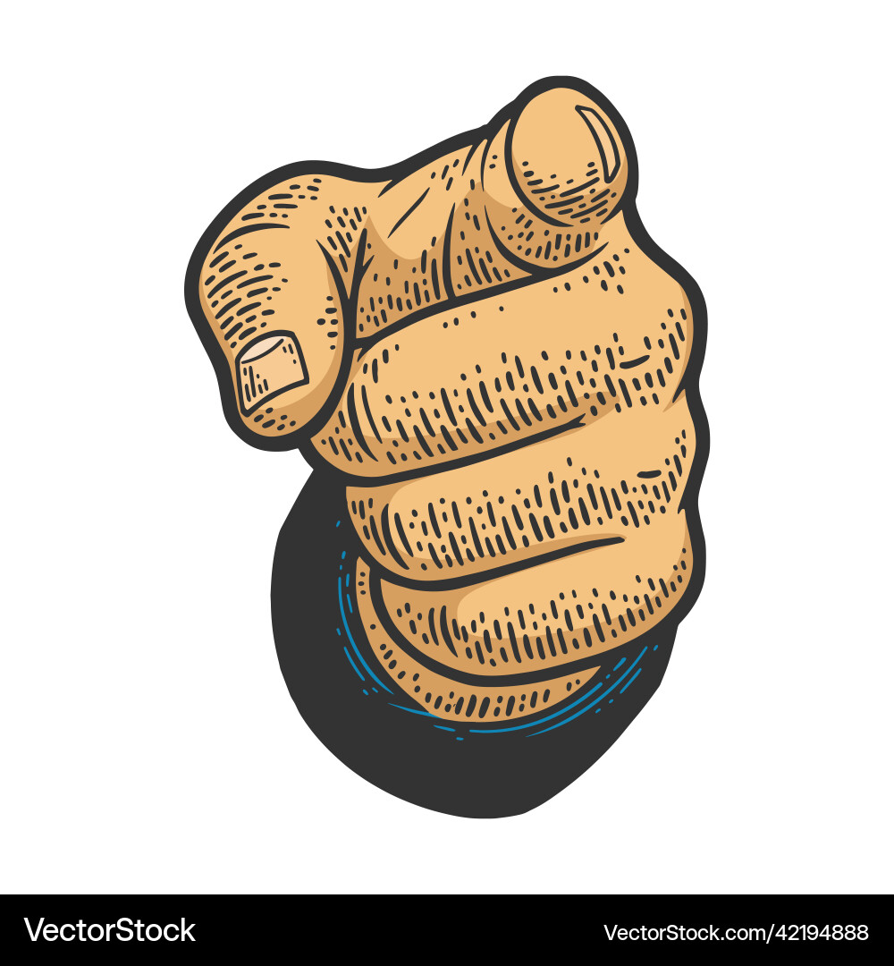 Hand points with index finger color sketch vector image